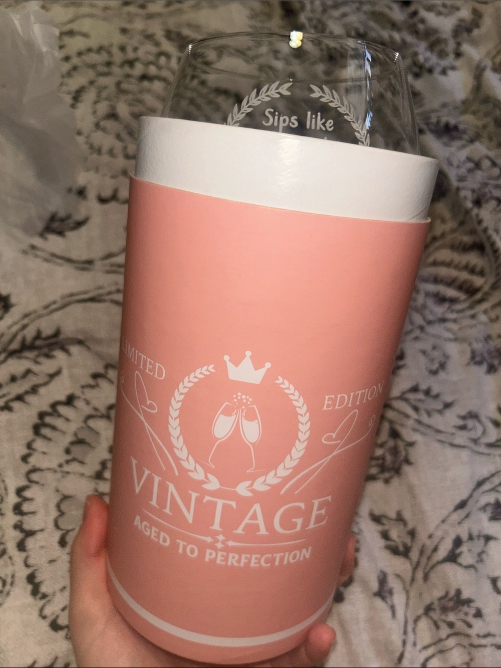 Vintage Pink Crystal Wine Glass 50th Birthday Gift New - Picture 7 of 8